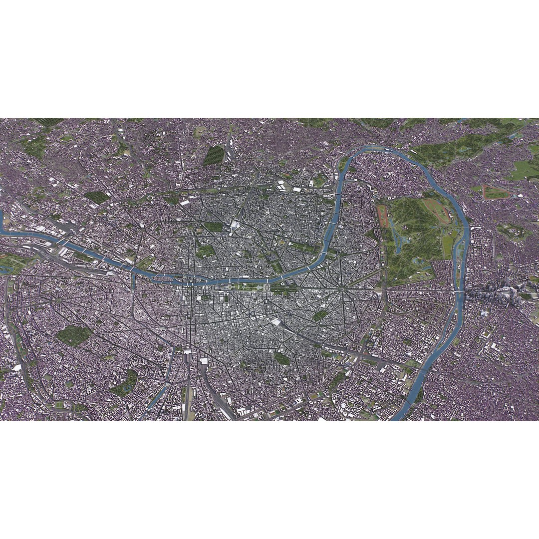 Paris Cityscape 3D Model – Low Poly Urban Environment, FBX, OBJ - View 9