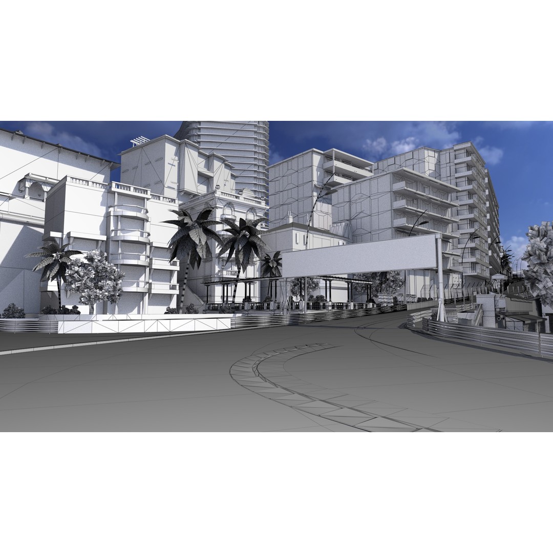 Monaco Formula 1 Track 3D Model – Low Poly Game Asset, FBX, PBR - View 3