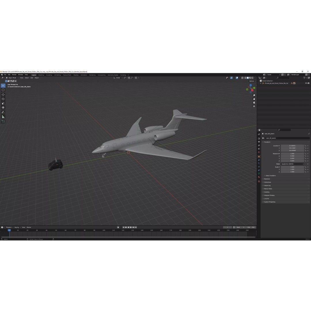 Private Jet 3D Model – Luxury Aircraft with Smart Follow Me Car - View 30
