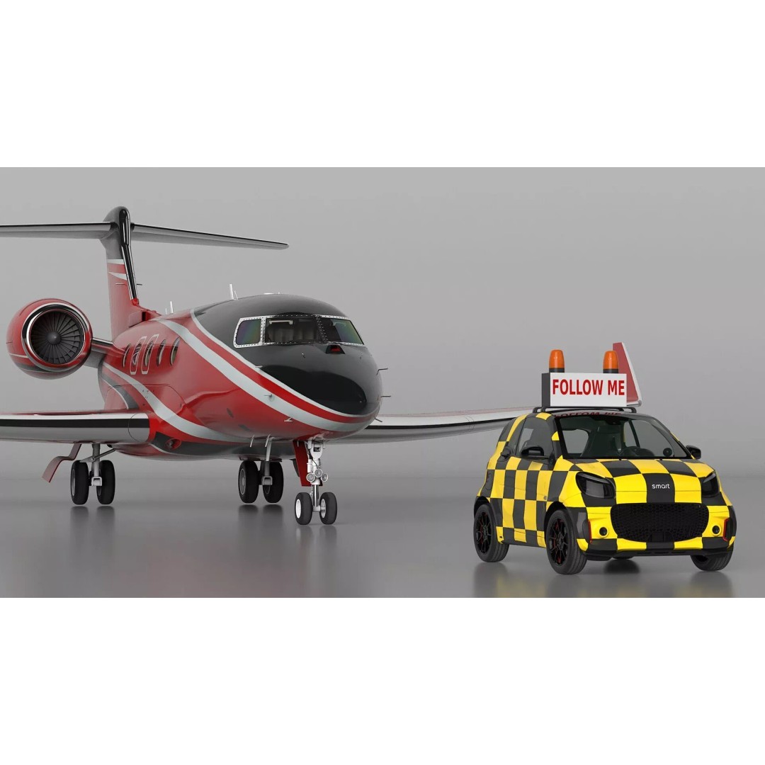 Private Jet 3D Model – Luxury Aircraft with Smart Follow Me Car - View 9