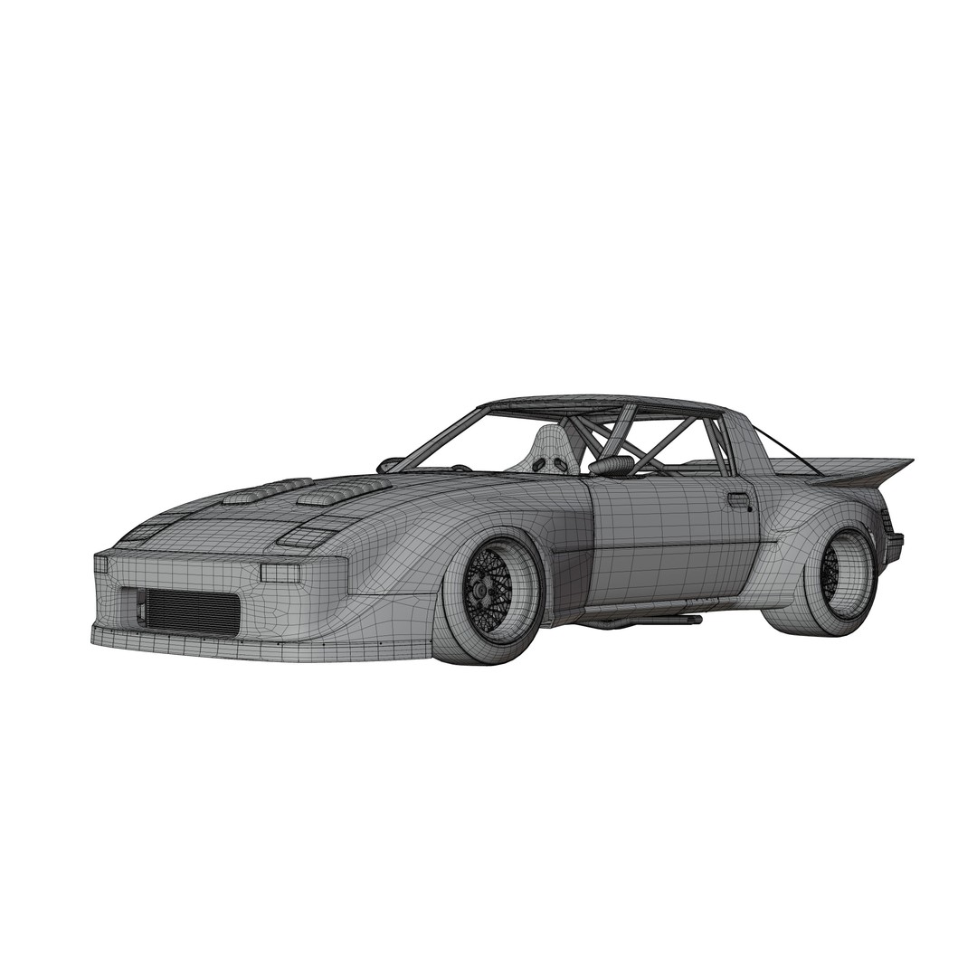 Mazda RX-7 SA22C 3D Model – High Poly Game Asset, FBX & OBJ Formats - View 16