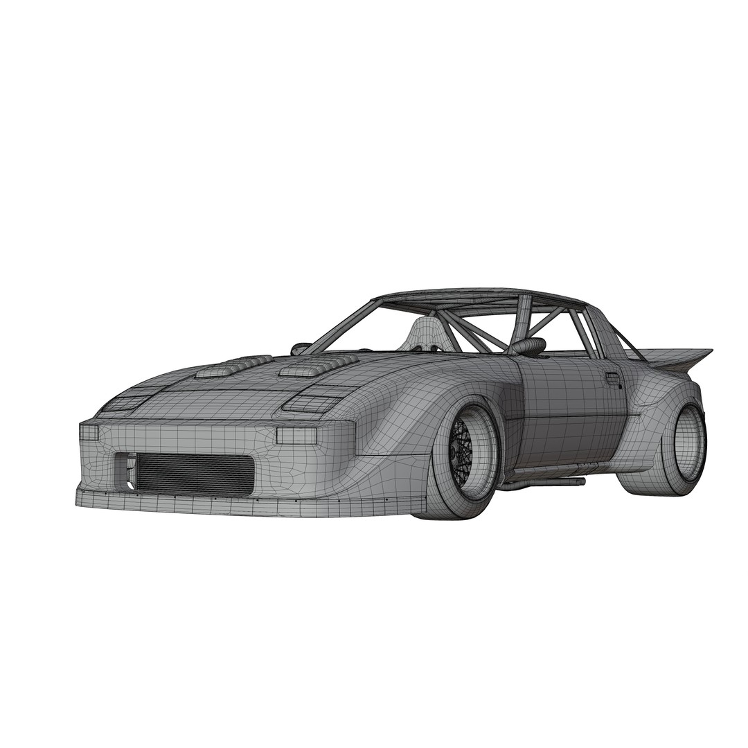 Mazda RX-7 SA22C 3D Model – High Poly Game Asset, FBX & OBJ Formats - View 17