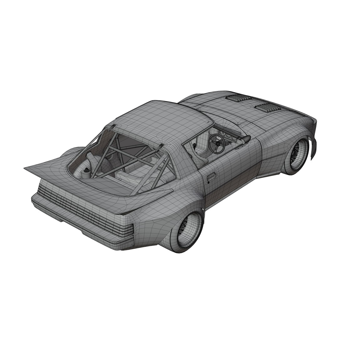 Mazda RX-7 SA22C 3D Model – High Poly Game Asset, FBX & OBJ Formats - View 19