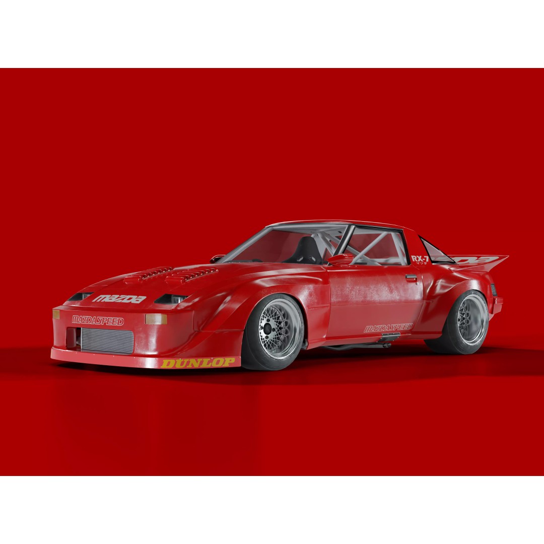 Mazda RX-7 SA22C 3D Model – High Poly Game Asset, FBX & OBJ Formats - View 2