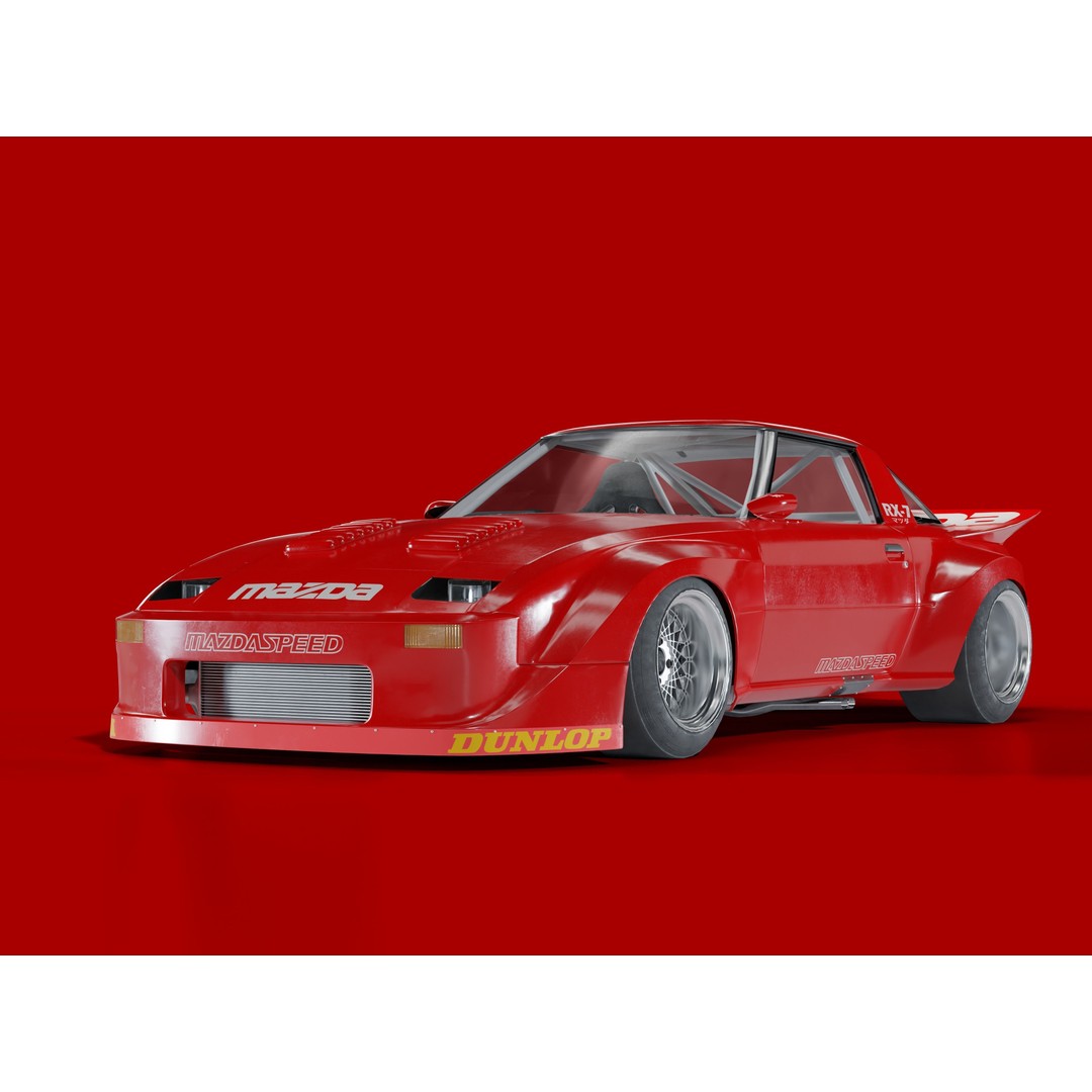Mazda RX-7 SA22C 3D Model – High Poly Game Asset, FBX & OBJ Formats - View 3