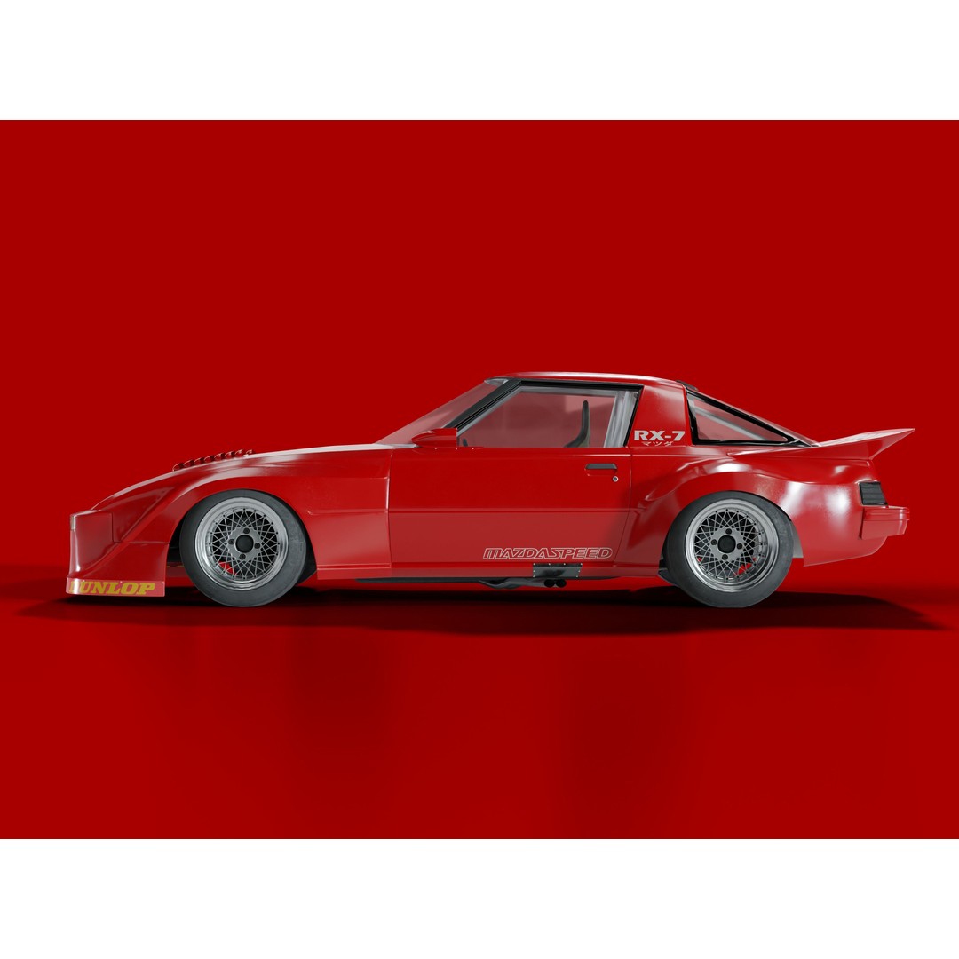 Mazda RX-7 SA22C 3D Model – High Poly Game Asset, FBX & OBJ Formats - View 4