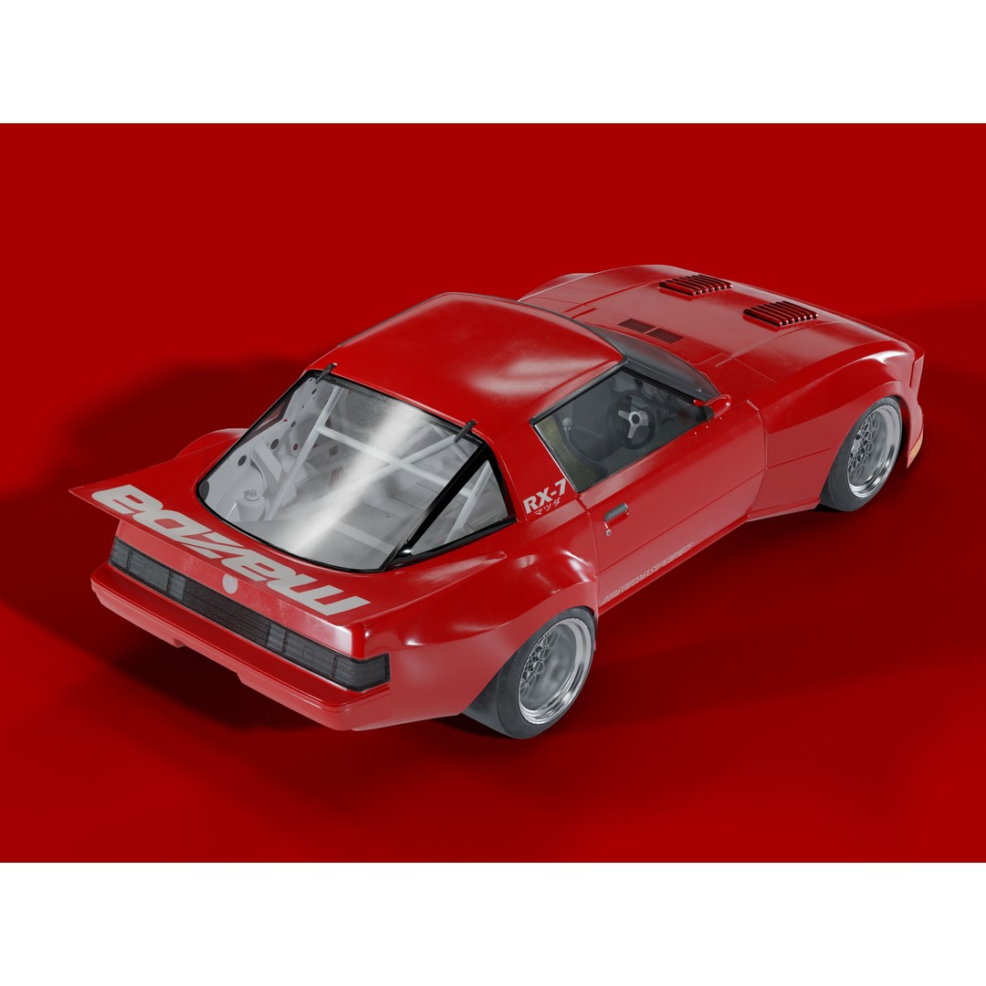 Mazda RX-7 SA22C 3D Model – High Poly Game Asset, FBX & OBJ Formats - View 5