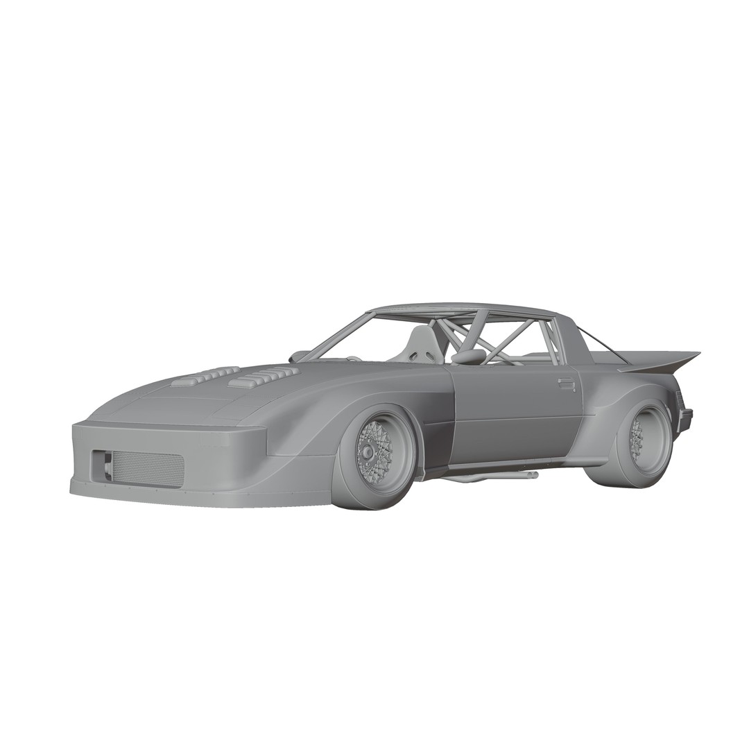 Mazda RX-7 SA22C 3D Model – High Poly Game Asset, FBX & OBJ Formats - View 9