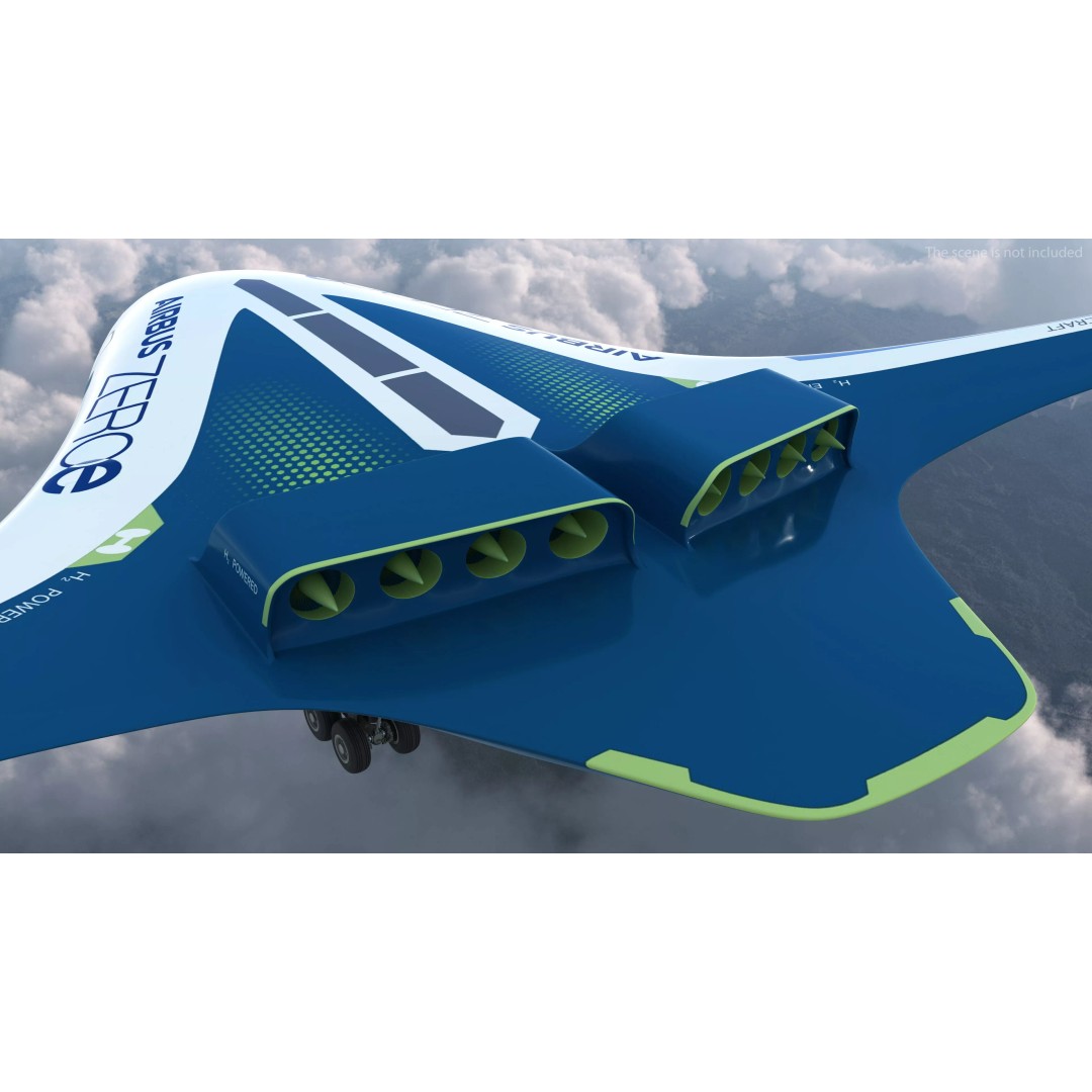 Airbus ZEROe Blended-Wing Body 3D Model – Rigged for Maya, PBR Textures - View 13