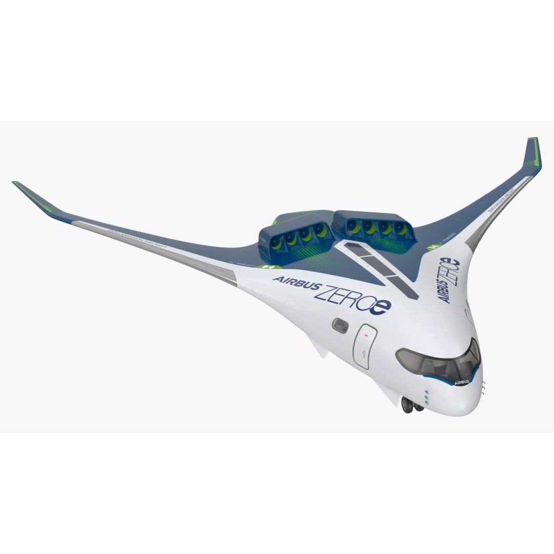Airbus ZEROe Blended-Wing Body 3D Model – Rigged for Maya, PBR Textures - View 2