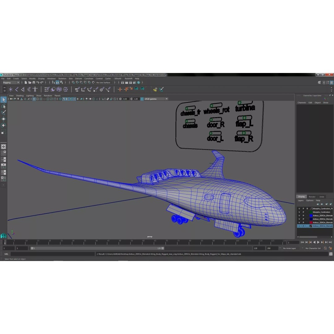 Airbus ZEROe Blended-Wing Body 3D Model – Rigged for Maya, PBR Textures - View 44