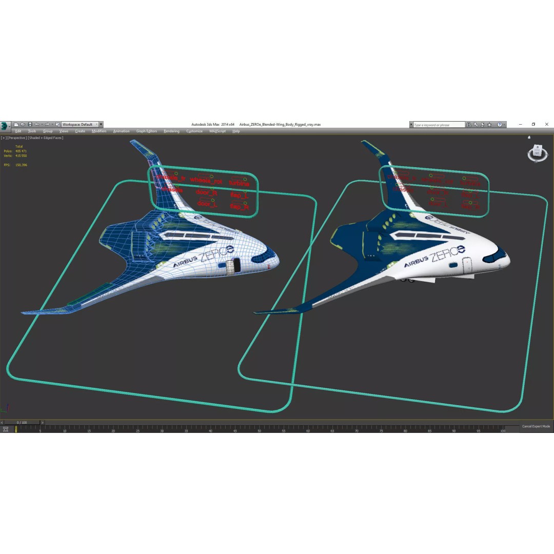 Airbus ZEROe Blended-Wing Body 3D Model – Rigged for Maya, PBR Textures - View 48