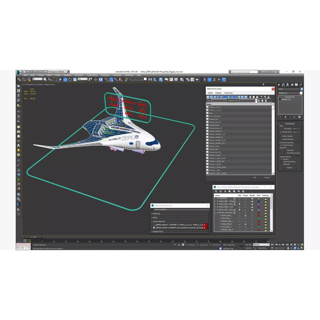 Airbus ZEROe Blended-Wing Body 3D Model – Rigged for Maya, PBR Textures - View 53