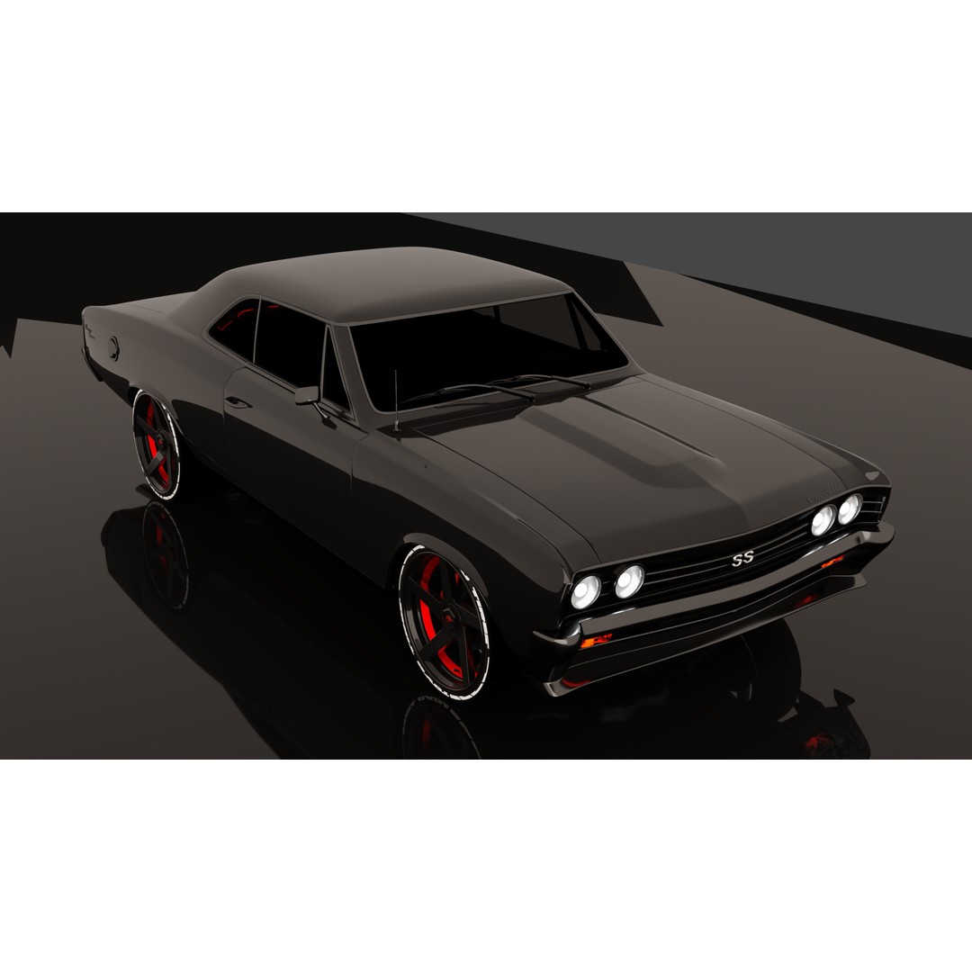Chevrolet Chevelle SS 1967 3D Model – Low Poly Game Asset, Blender, FBX - View 10