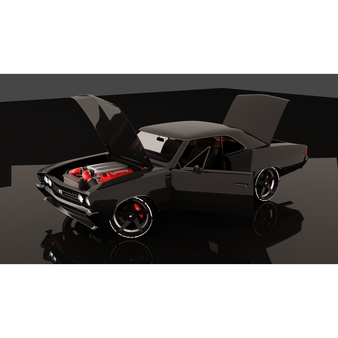 Chevrolet Chevelle SS 1967 3D Model – Low Poly Game Asset, Blender, FBX - View 11