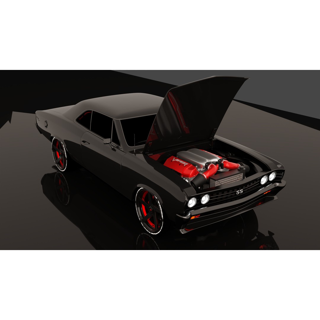 Chevrolet Chevelle SS 1967 3D Model – Low Poly Game Asset, Blender, FBX - View 12