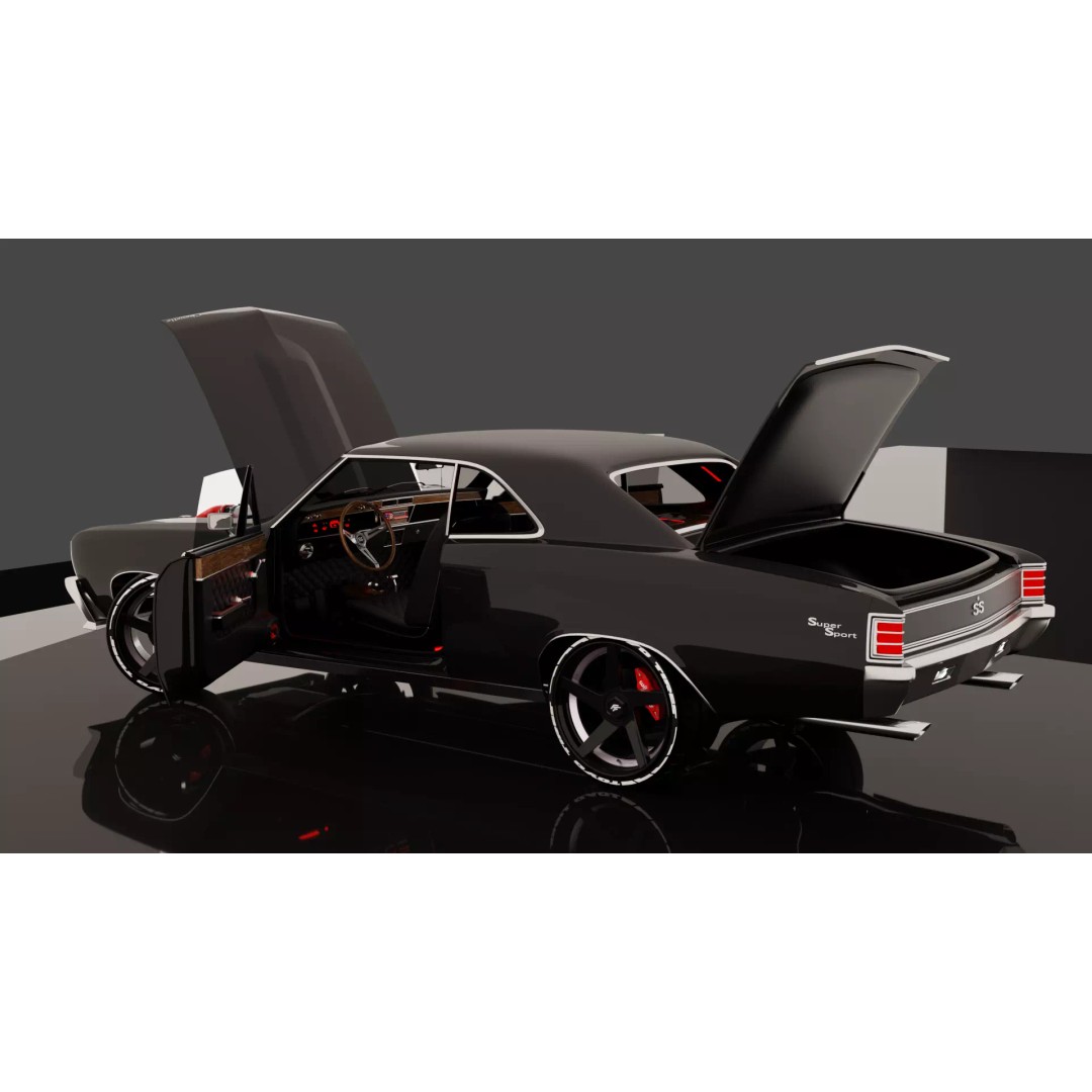 Chevrolet Chevelle SS 1967 3D Model – Low Poly Game Asset, Blender, FBX - View 2