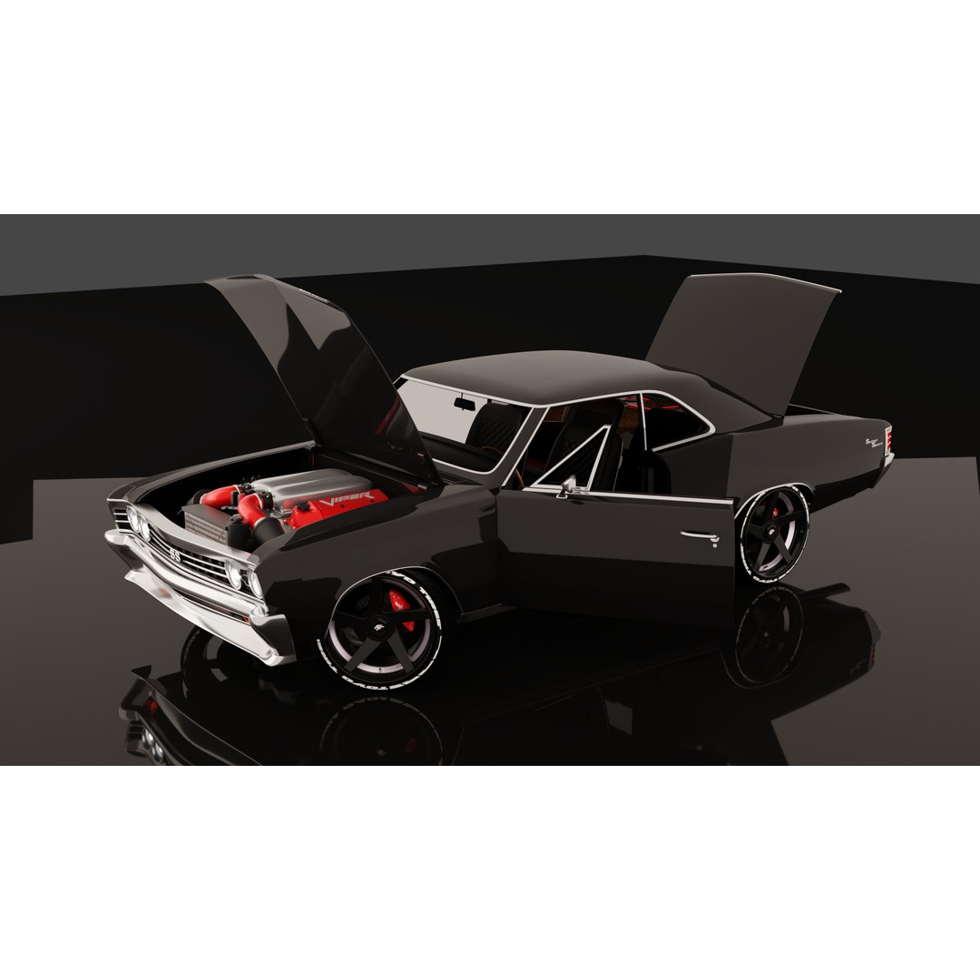 Chevrolet Chevelle SS 1967 3D Model – Low Poly Game Asset, Blender, FBX - View 22