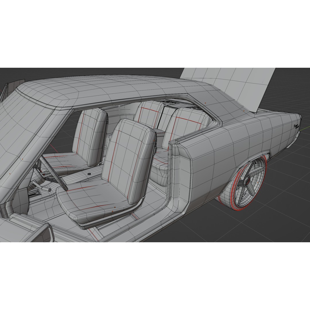 Chevrolet Chevelle SS 1967 3D Model – Low Poly Game Asset, Blender, FBX - View 29