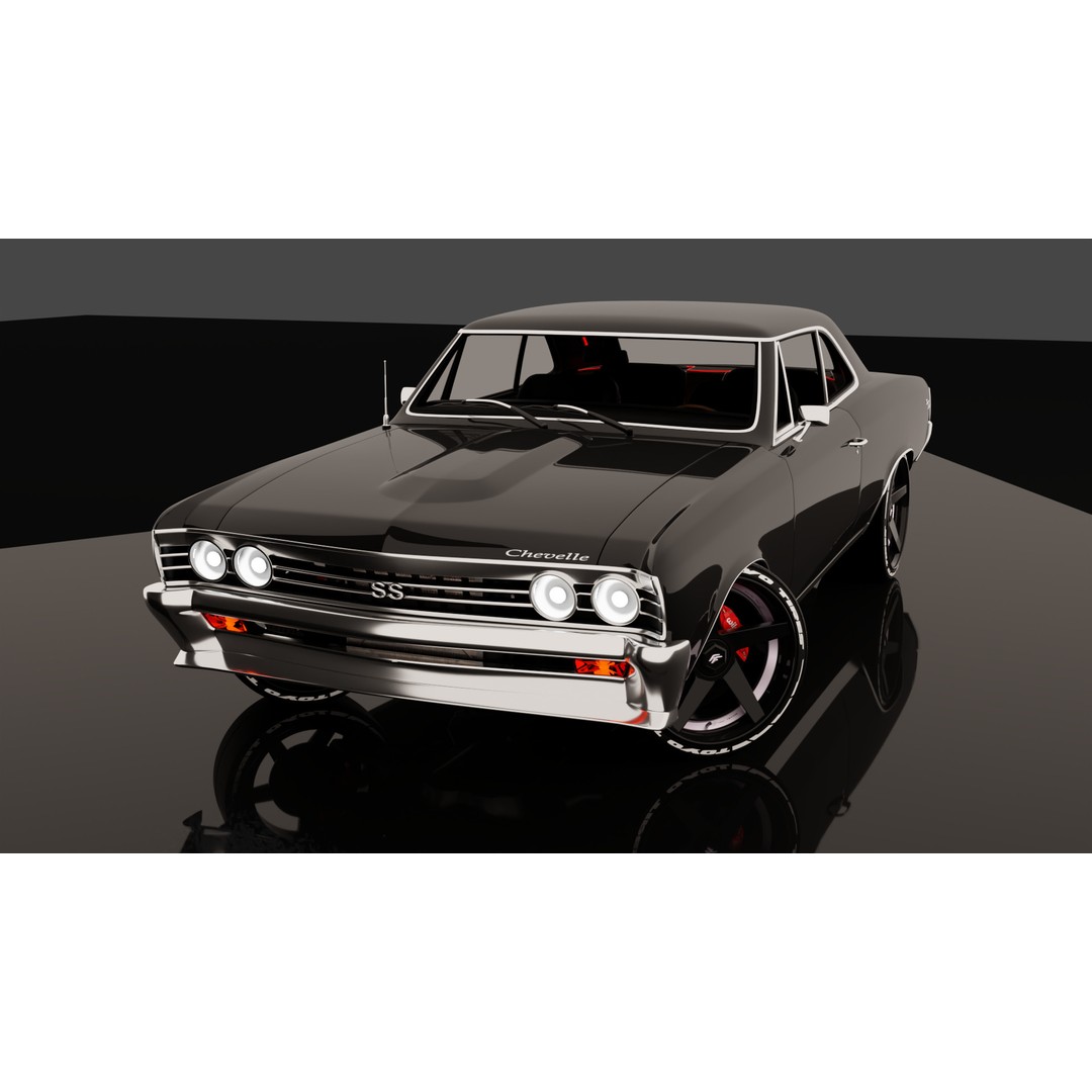 Chevrolet Chevelle SS 1967 3D Model – Low Poly Game Asset, Blender, FBX - View 3