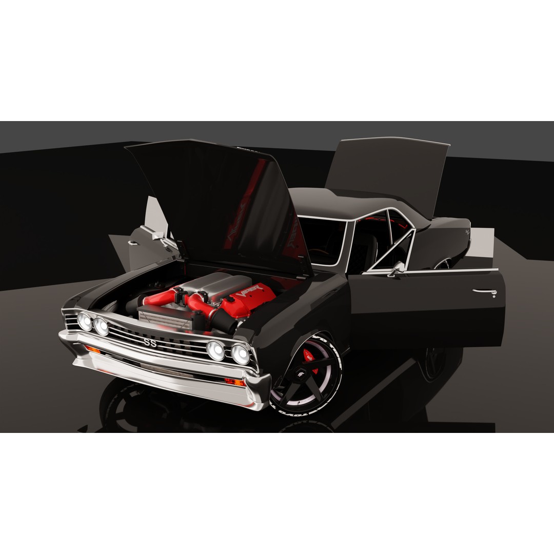 Chevrolet Chevelle SS 1967 3D Model – Low Poly Game Asset, Blender, FBX - View 32