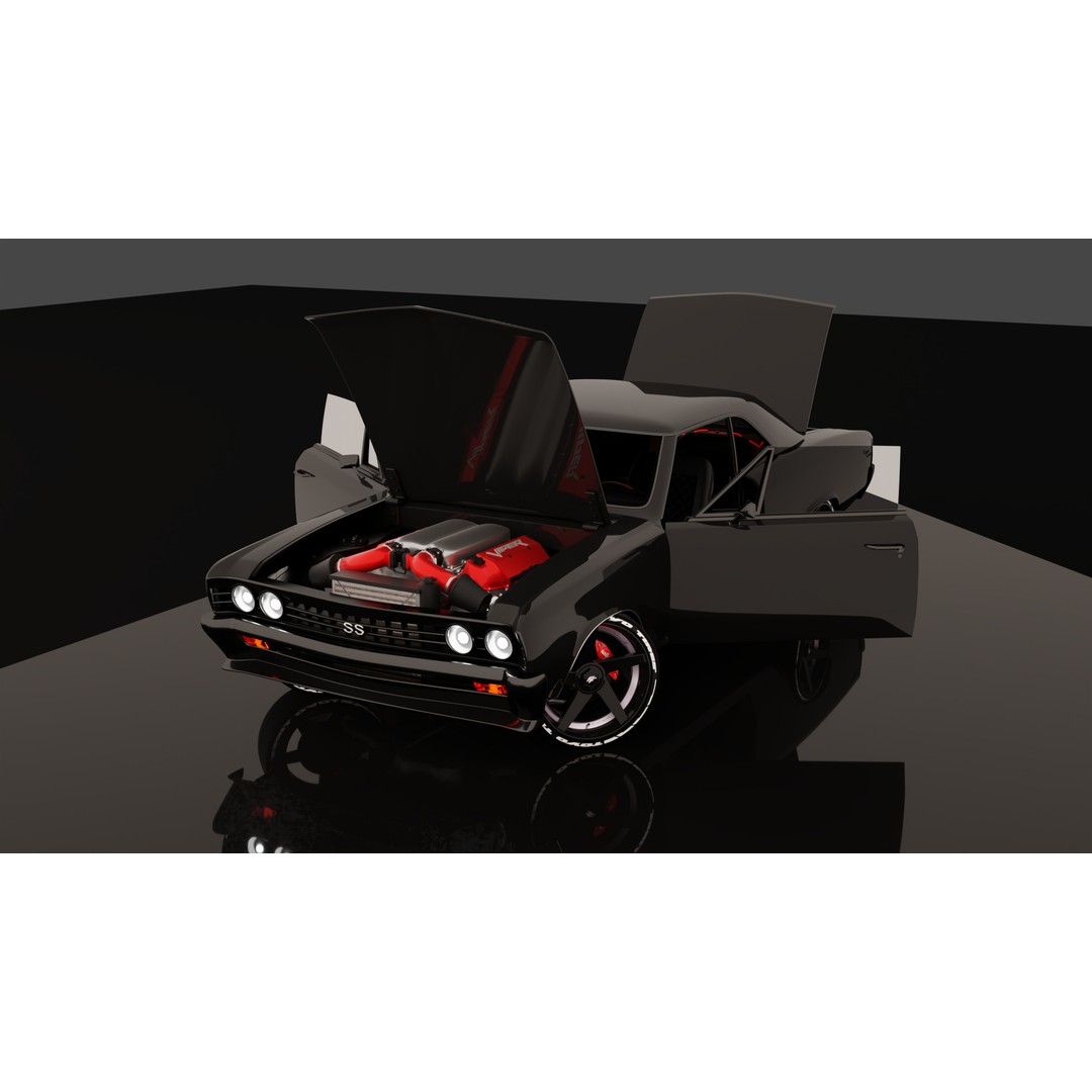 Chevrolet Chevelle SS 1967 3D Model – Low Poly Game Asset, Blender, FBX - View 33