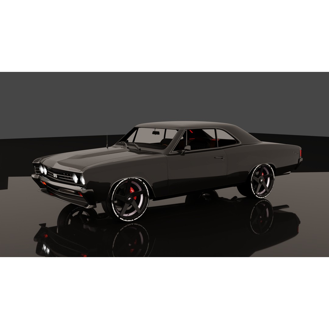 Chevrolet Chevelle SS 1967 3D Model – Low Poly Game Asset, Blender, FBX - View 4