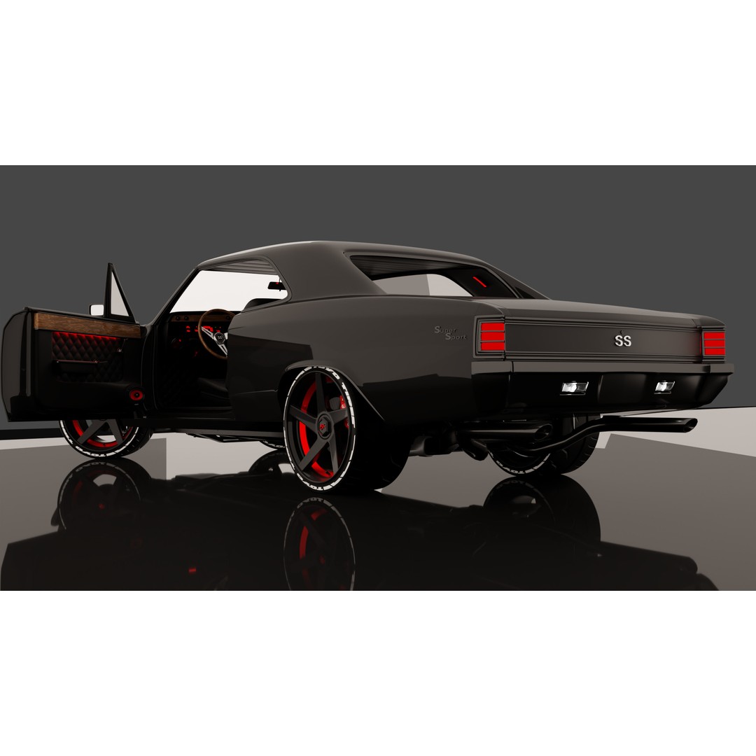 Chevrolet Chevelle SS 1967 3D Model – Low Poly Game Asset, Blender, FBX - View 6