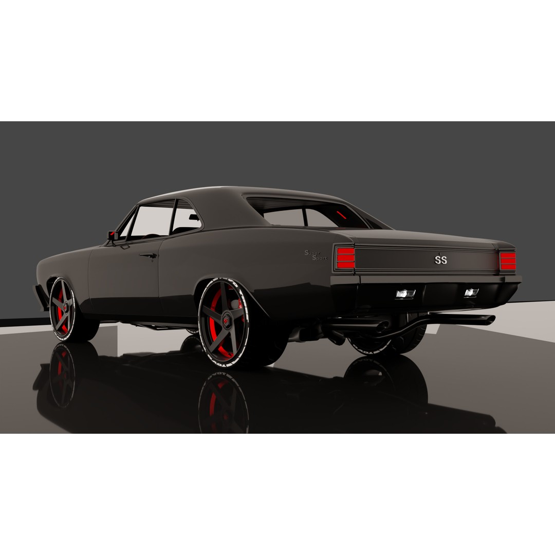Chevrolet Chevelle SS 1967 3D Model – Low Poly Game Asset, Blender, FBX - View 7