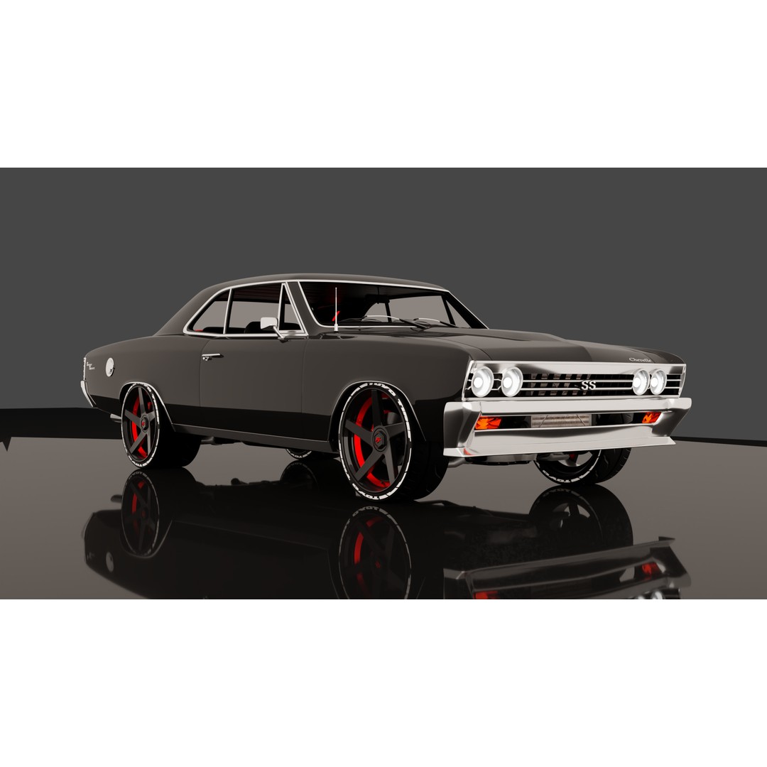 Chevrolet Chevelle SS 1967 3D Model – Low Poly Game Asset, Blender, FBX - View 8