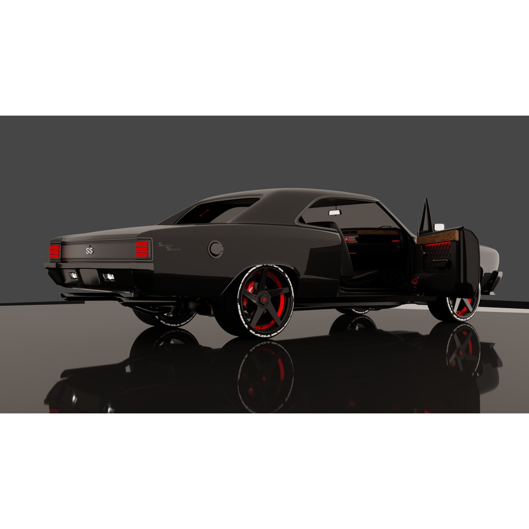 Chevrolet Chevelle SS 1967 3D Model – Low Poly Game Asset, Blender, FBX - View 9