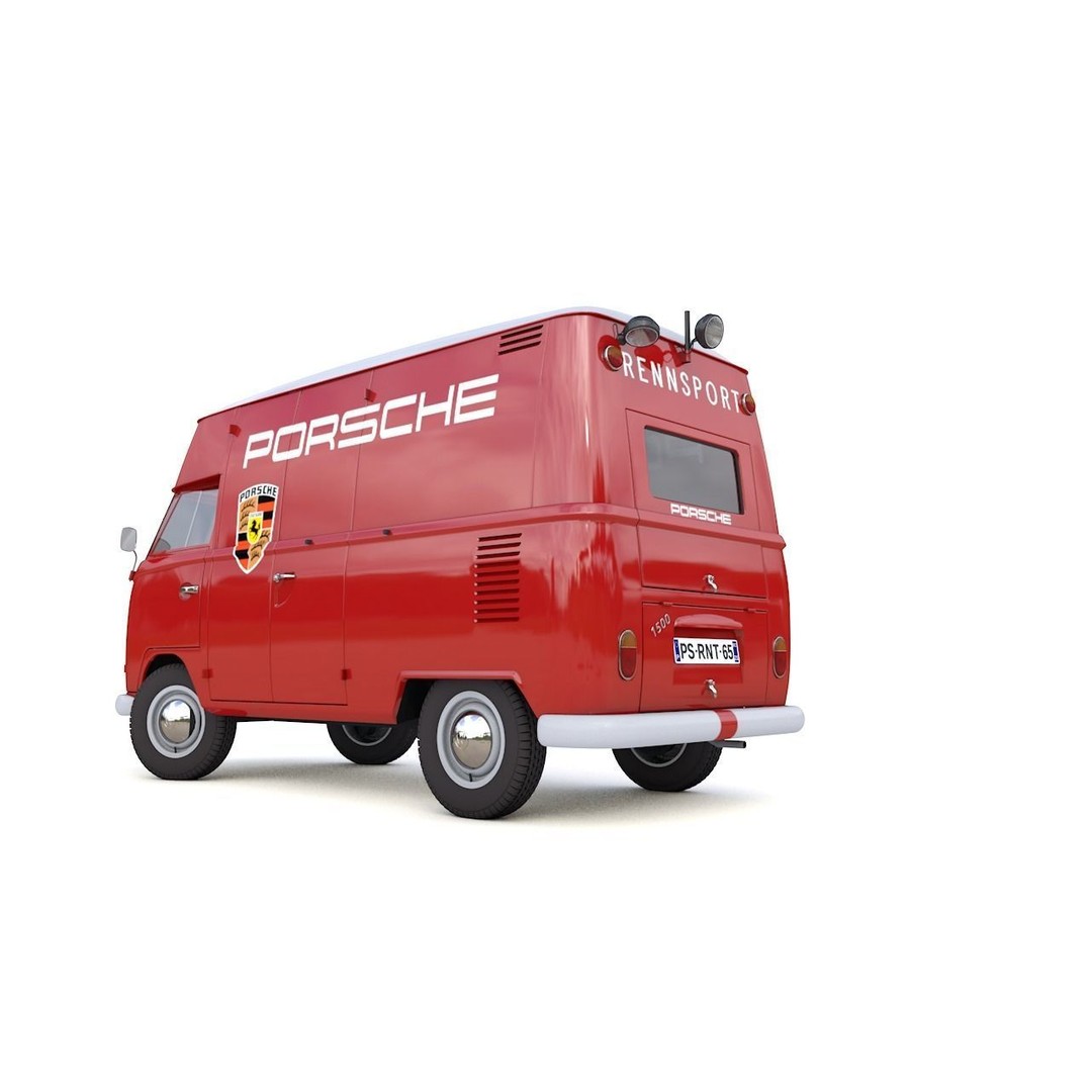 Volkswagen T1 Rennsport Porsche 1965 3D Model – Low Poly Game Asset, FBX, OBJ - View 12