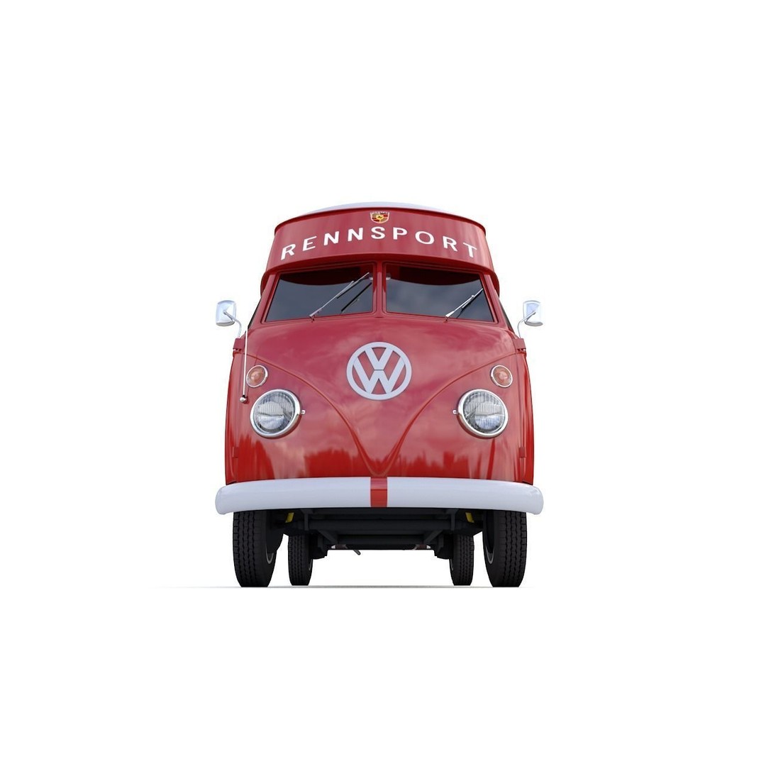 Volkswagen T1 Rennsport Porsche 1965 3D Model – Low Poly Game Asset, FBX, OBJ - View 14