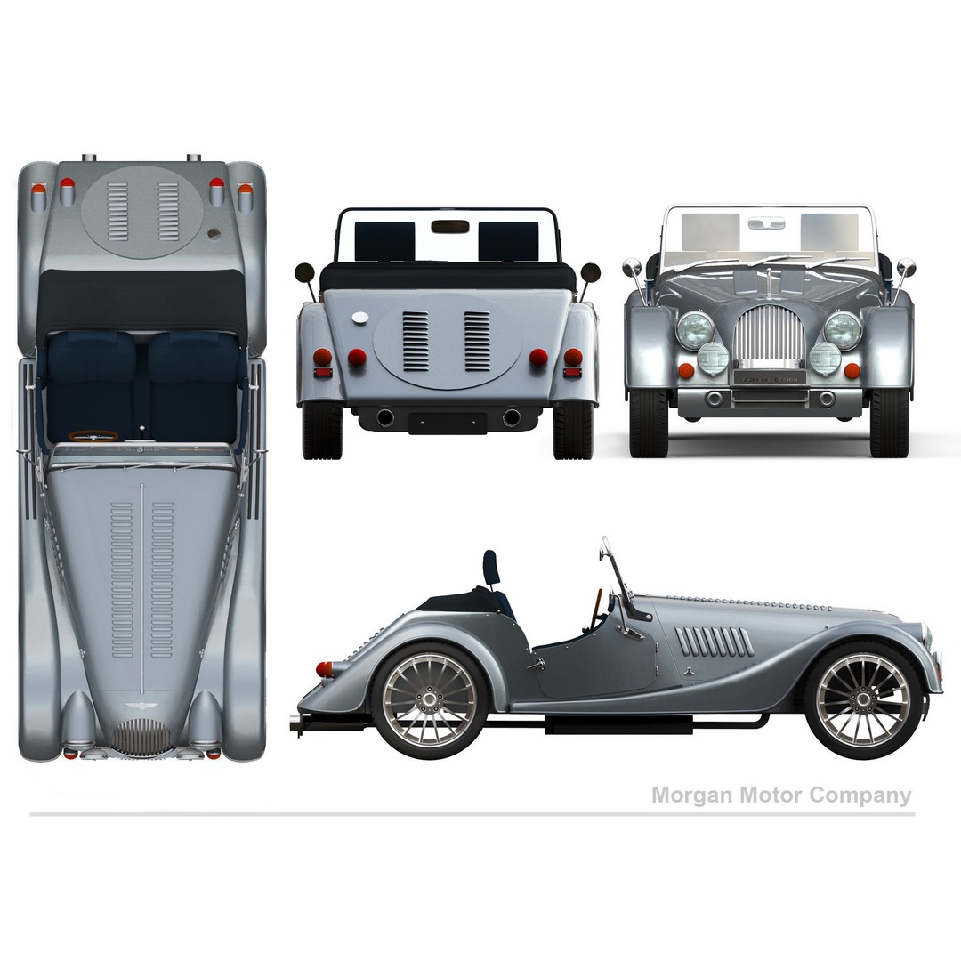 Morgan Motor Company 3D Model – Luxury Sports Car, FBX, OBJ, Rigged - View 4