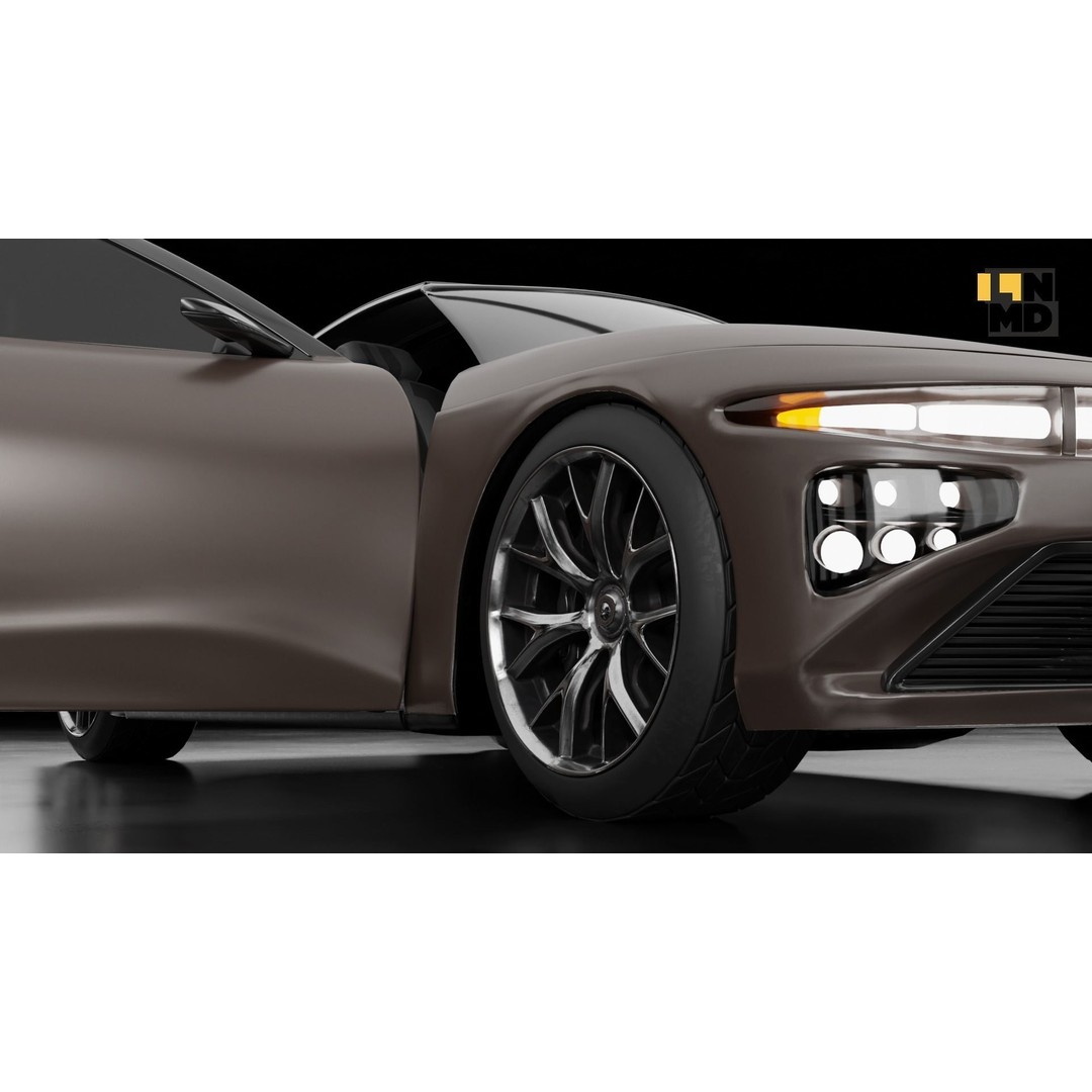 Futuristic Concept Car 3D Model – High Poly Game Asset, FBX & OBJ - View 12