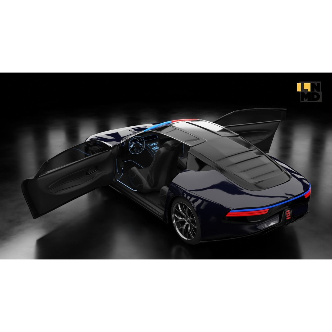 Futuristic Concept Car 3D Model – High Poly Game Asset, FBX & OBJ - View 15