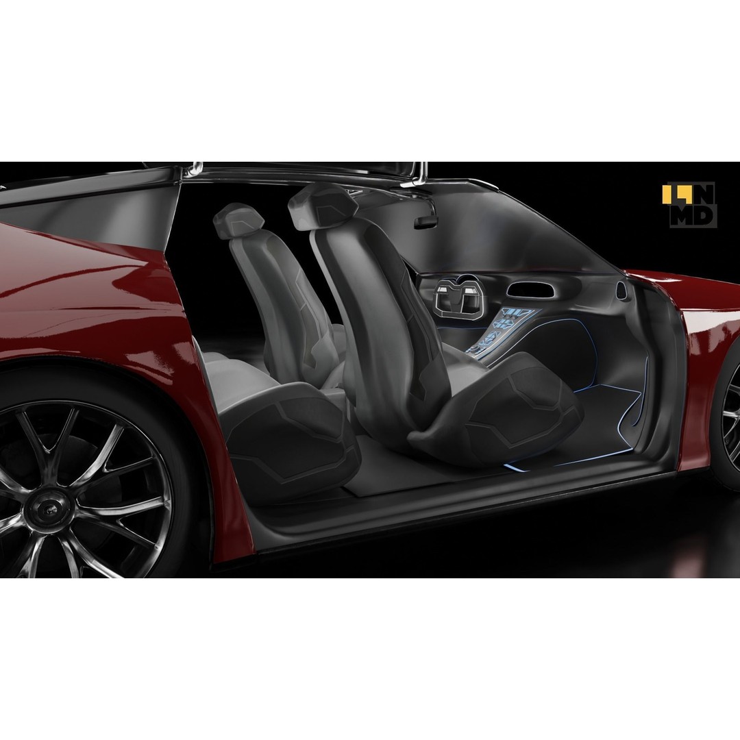 Futuristic Concept Car 3D Model – High Poly Game Asset, FBX & OBJ - View 25