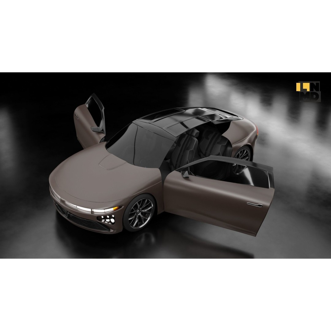 Futuristic Concept Car 3D Model – High Poly Game Asset, FBX & OBJ - View 4