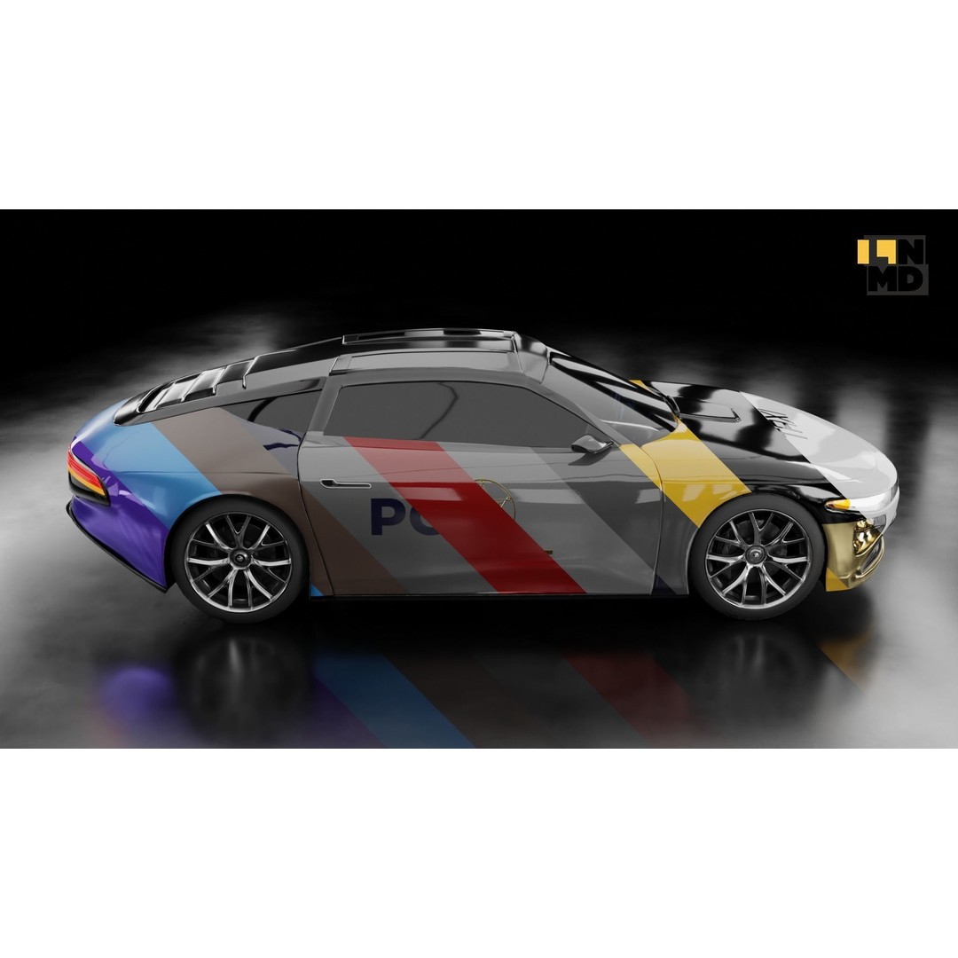 Futuristic Concept Car 3D Model – High Poly Game Asset, FBX & OBJ - View 44