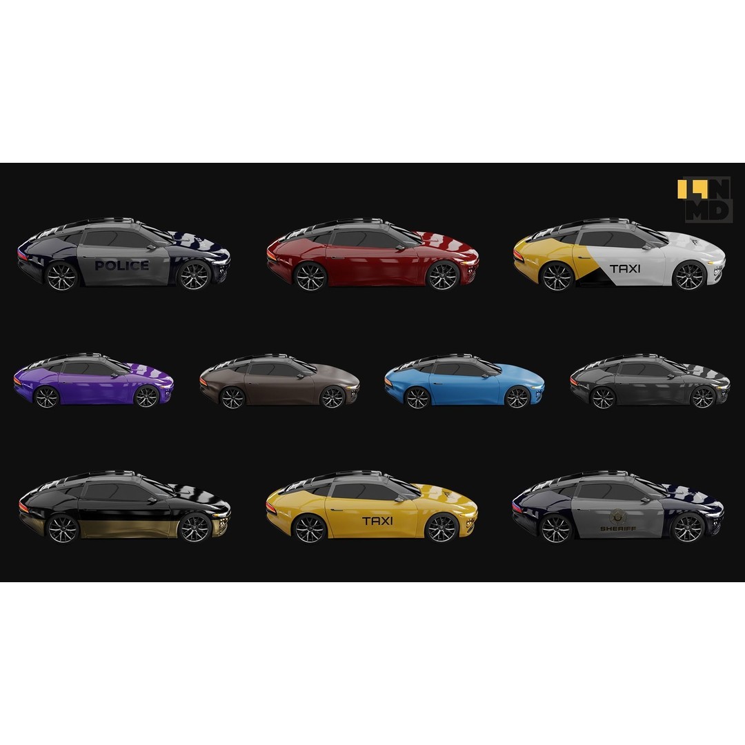 Futuristic Concept Car 3D Model – High Poly Game Asset, FBX & OBJ - View 46