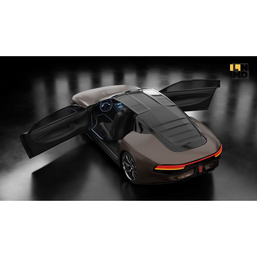 Futuristic Concept Car 3D Model – High Poly Game Asset, FBX & OBJ - View 5