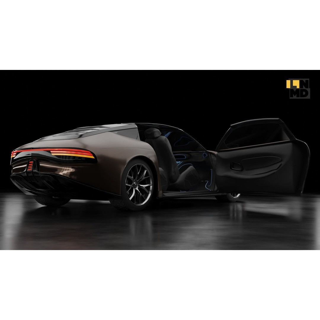 Futuristic Concept Car 3D Model – High Poly Game Asset, FBX & OBJ - View 6