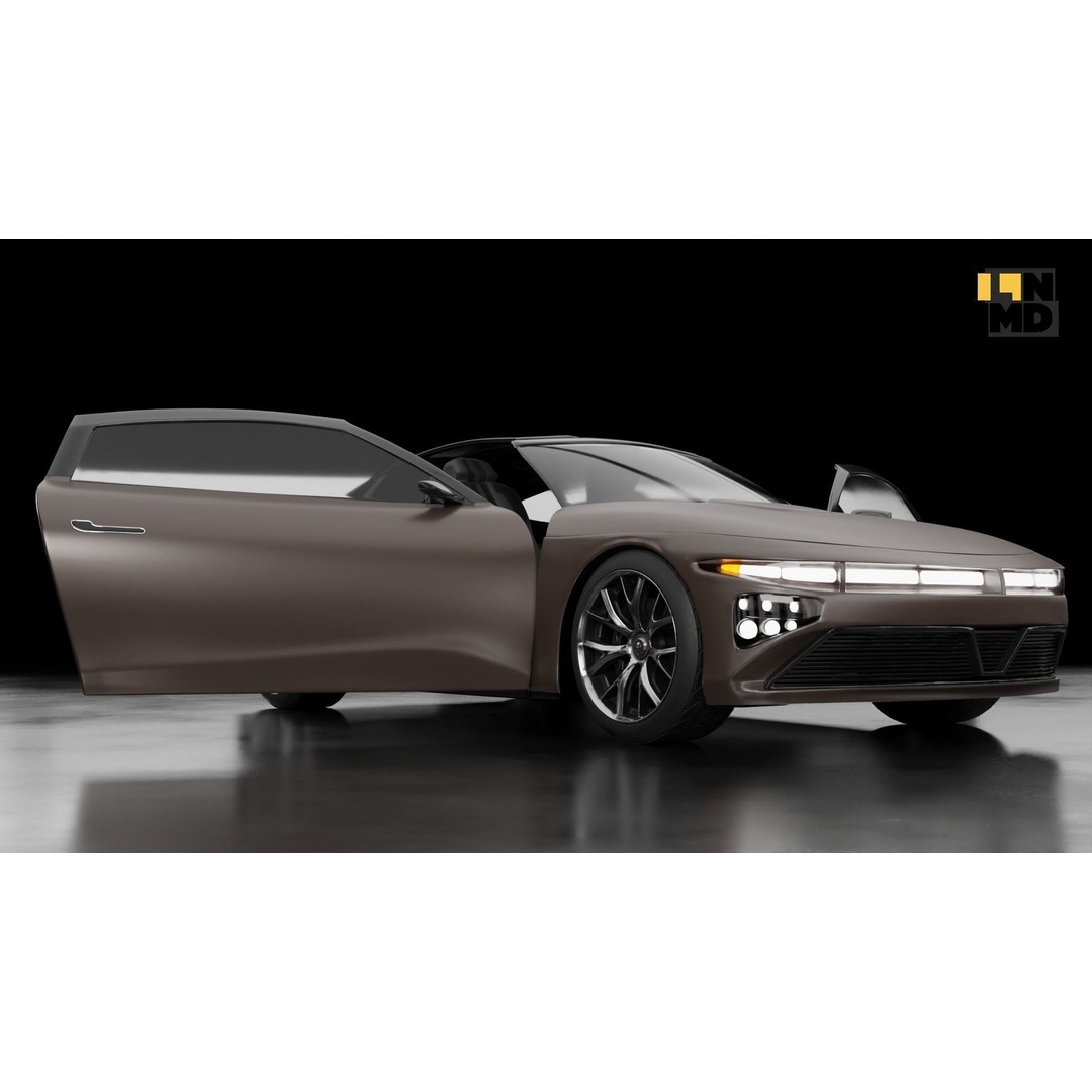Futuristic Concept Car 3D Model – High Poly Game Asset, FBX & OBJ - View 7