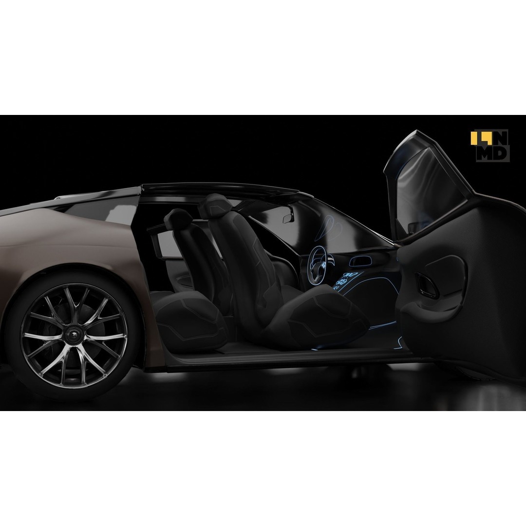 Futuristic Concept Car 3D Model – High Poly Game Asset, FBX & OBJ - View 8
