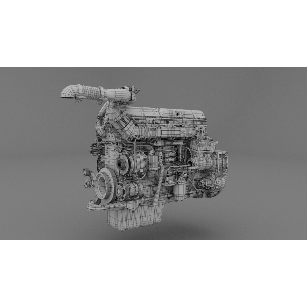 Volvo D13 Diesel Engine 3D Model – Low Poly Game Asset, FBX
