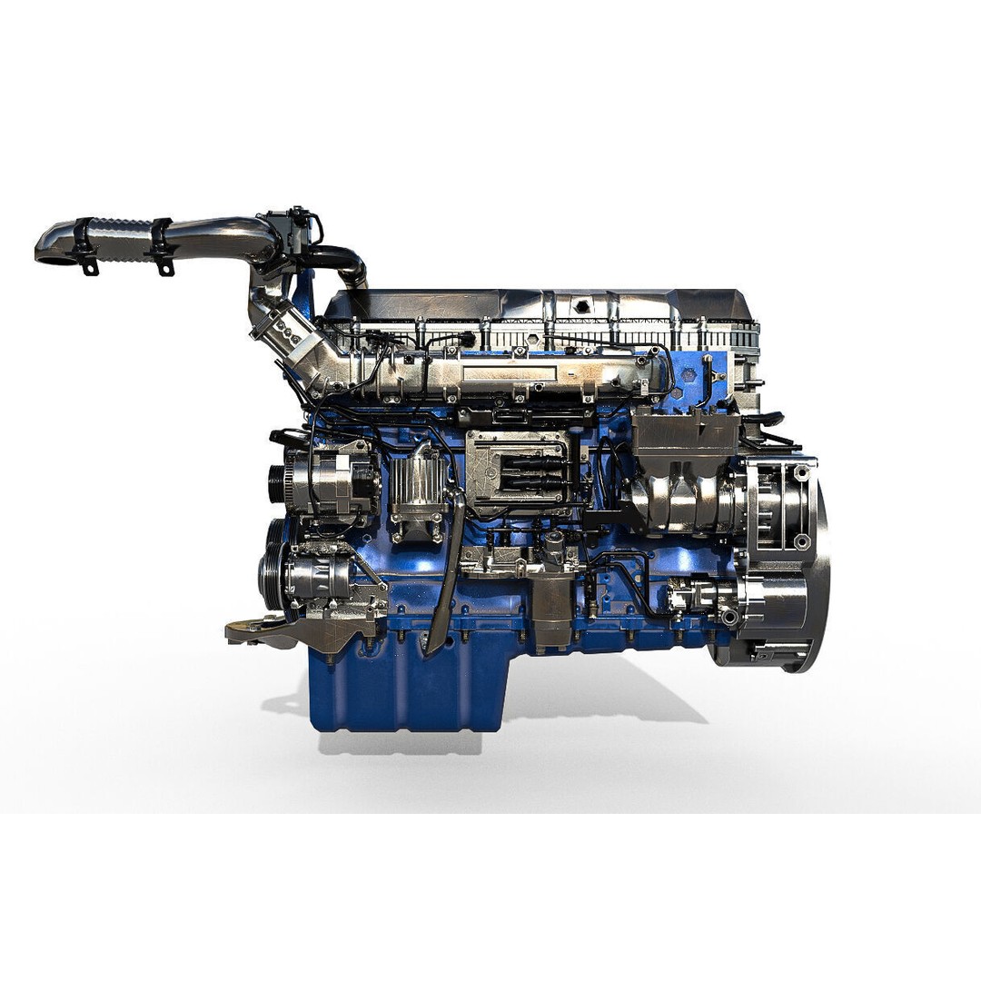 Volvo D13 Diesel Engine 3D Model – Low Poly Game Asset, FBX - View 3