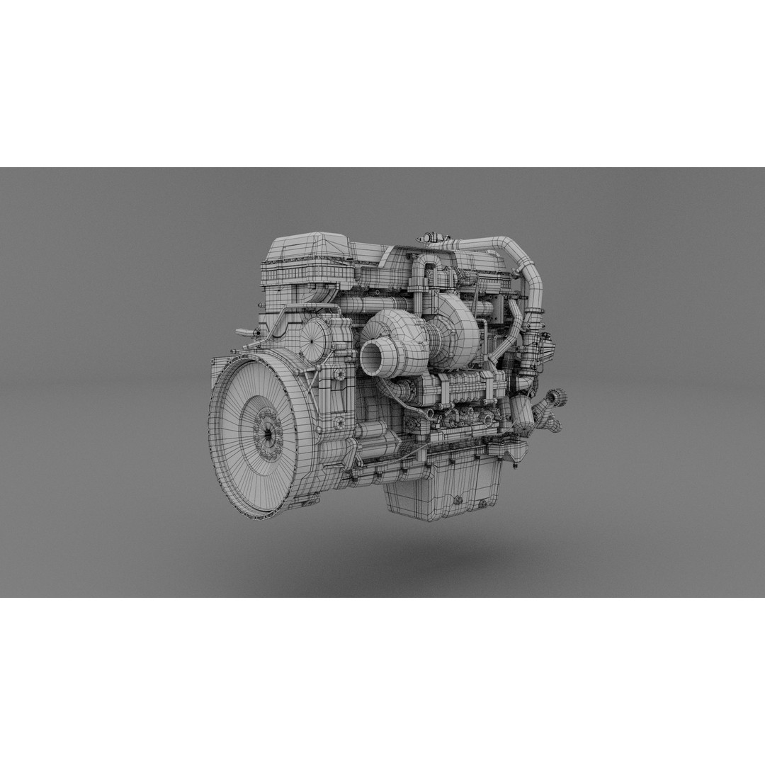 Volvo D13 Diesel Engine 3D Model – Low Poly Game Asset, FBX - View 7