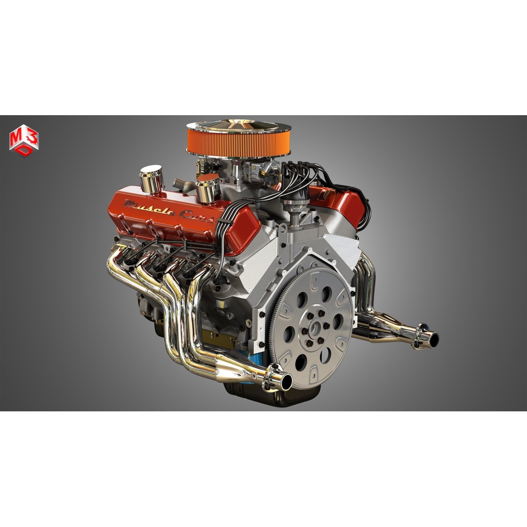 572 V8 Engine 3D Model – High Poly Vintage Muscle Car Engine, FBX/OBJ - View 5