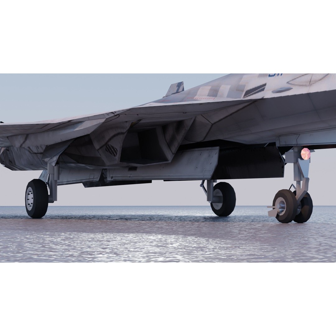 Sukhoi SU-57 Felon 3D Model – Low Poly Rigged Aircraft, FBX - View 10