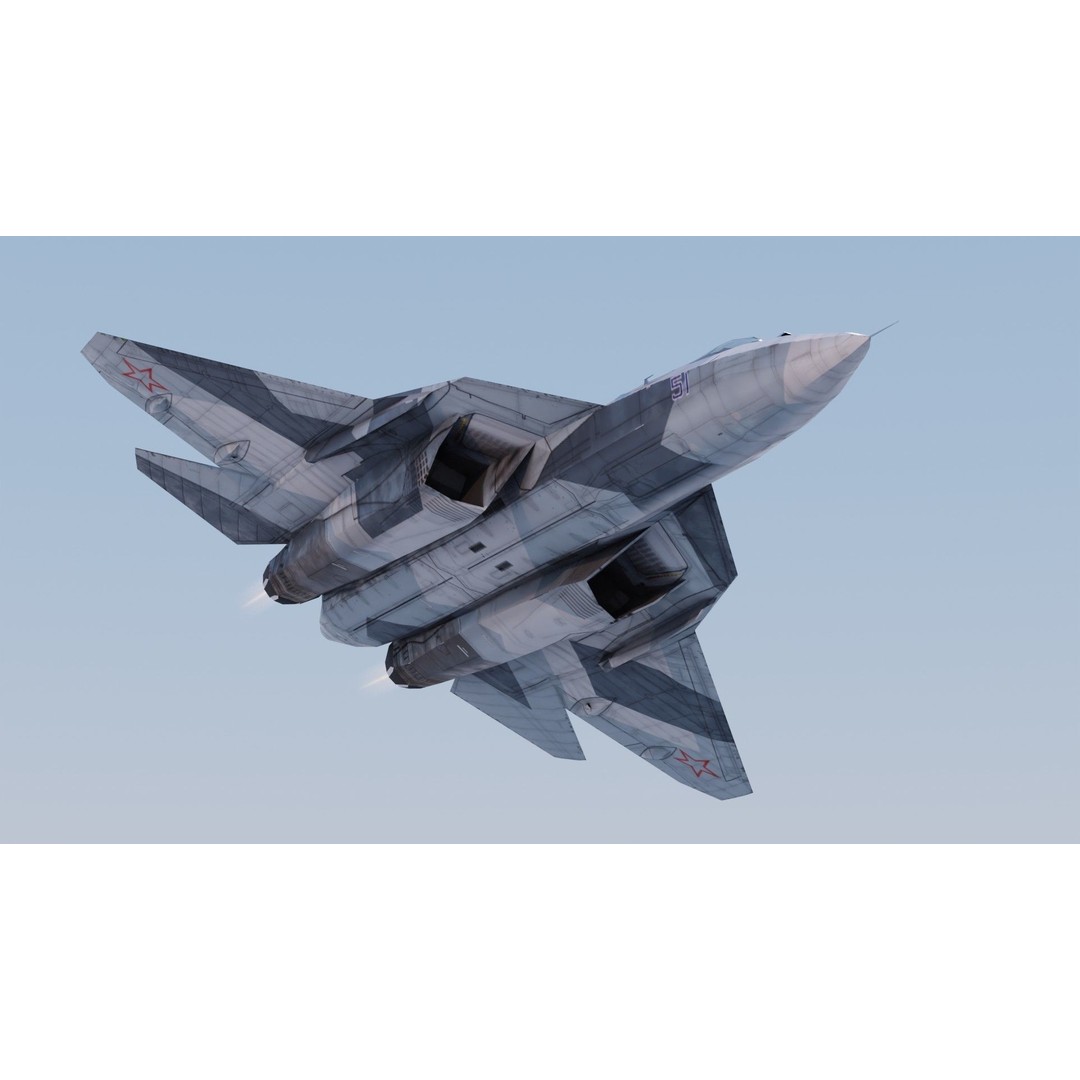 Sukhoi SU-57 Felon 3D Model – Low Poly Rigged Aircraft, FBX - View 11